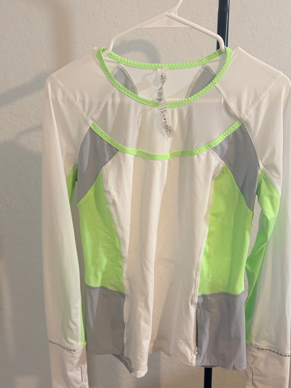 lululemon athletica White and Neon Green Athletic Tank